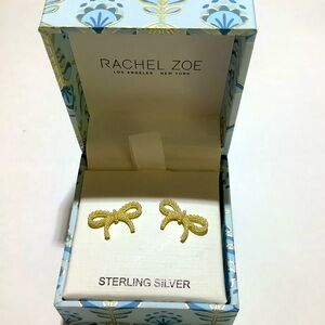 Rachel Zoe Bow Earrings Goldtone With Faux Pearls New